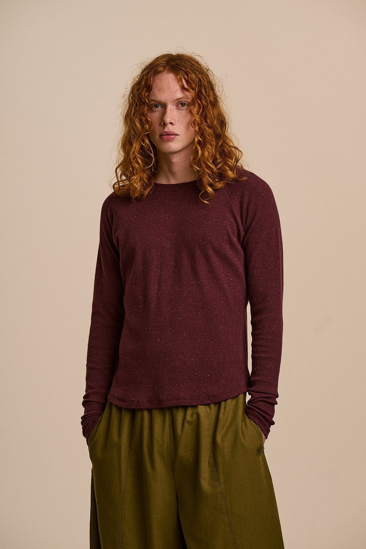 Harlow - Organic Cotton Long Sleeve Raglan Tee in Grape Wine 