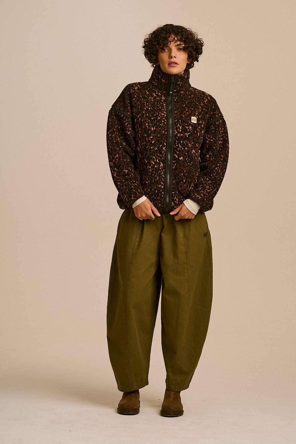 Hayes - Borg Zip Through Fleece in Animal