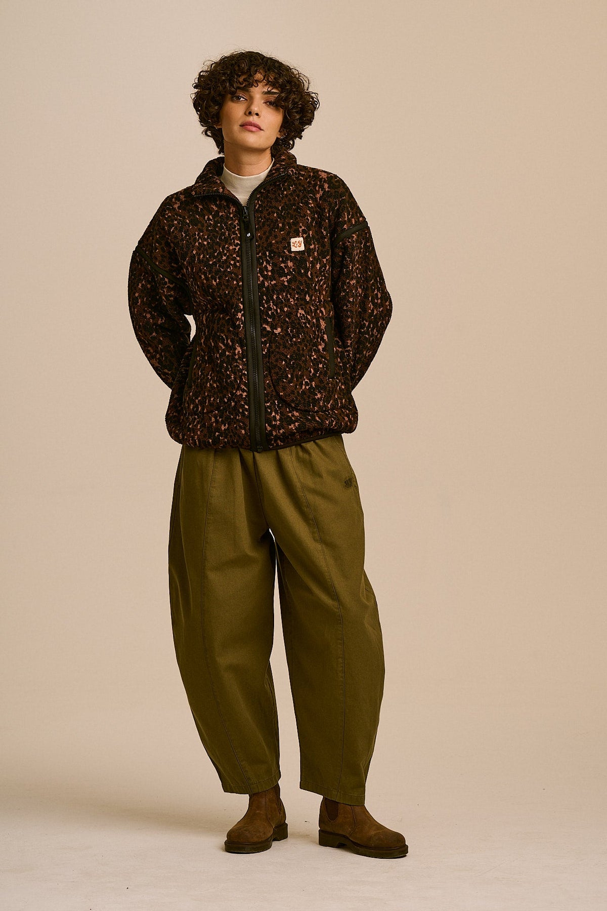 Hayes - Borg Zip Through Fleece in Animal