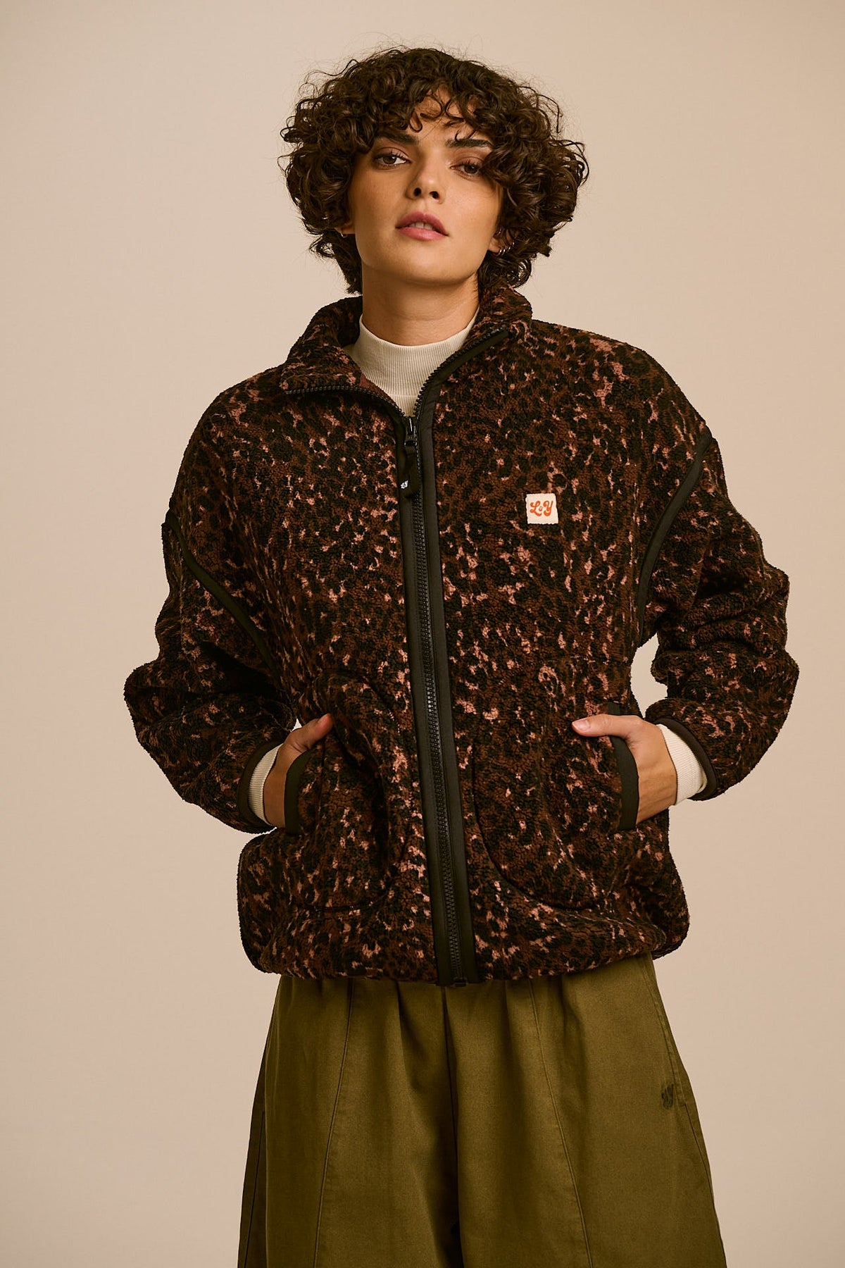 Hayes - Borg Zip Through Fleece in Animal