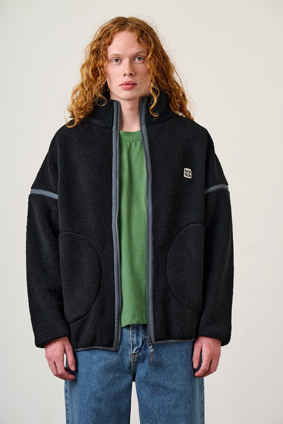 Hayes - Borg Zip Through Fleece in Black