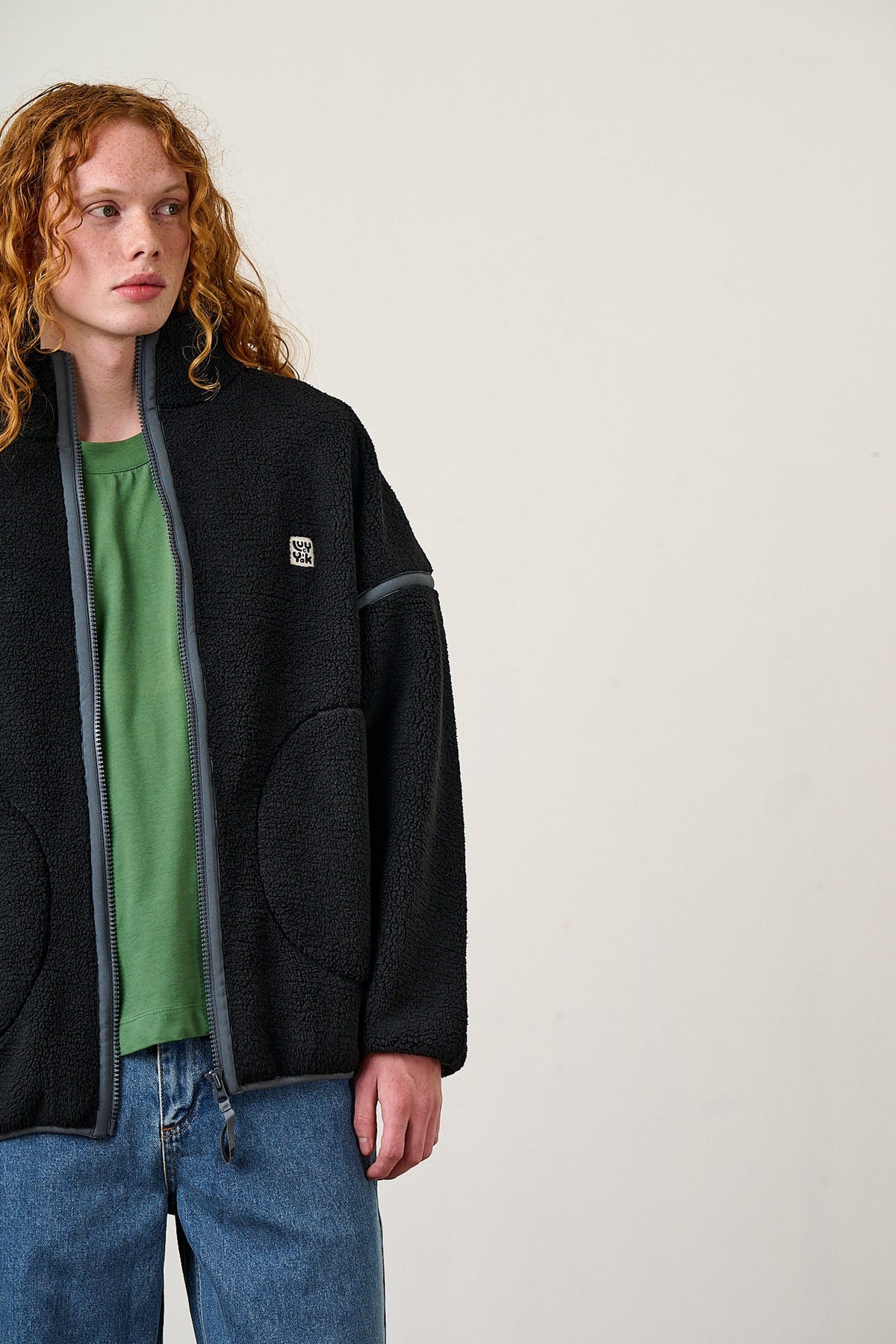 Hayes - Borg Zip Through Fleece in Black
