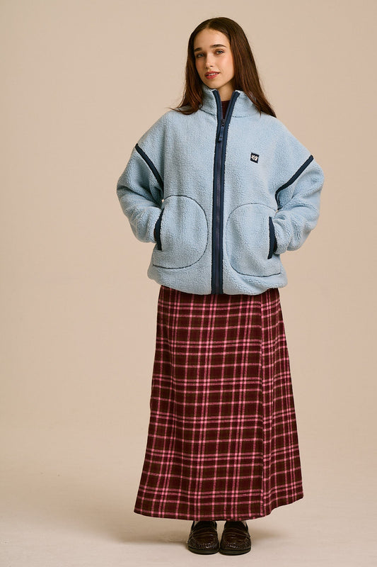 Hayes - Borg Zip Through Fleece in Icy Blue
