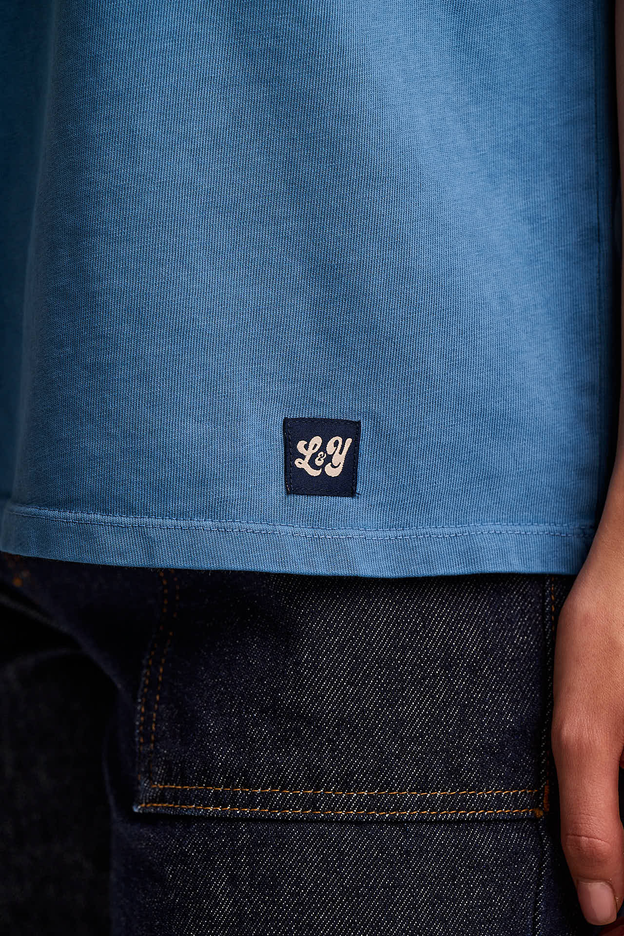 Inessa - Cotton Cap Sleeve T-Shirt in Navy