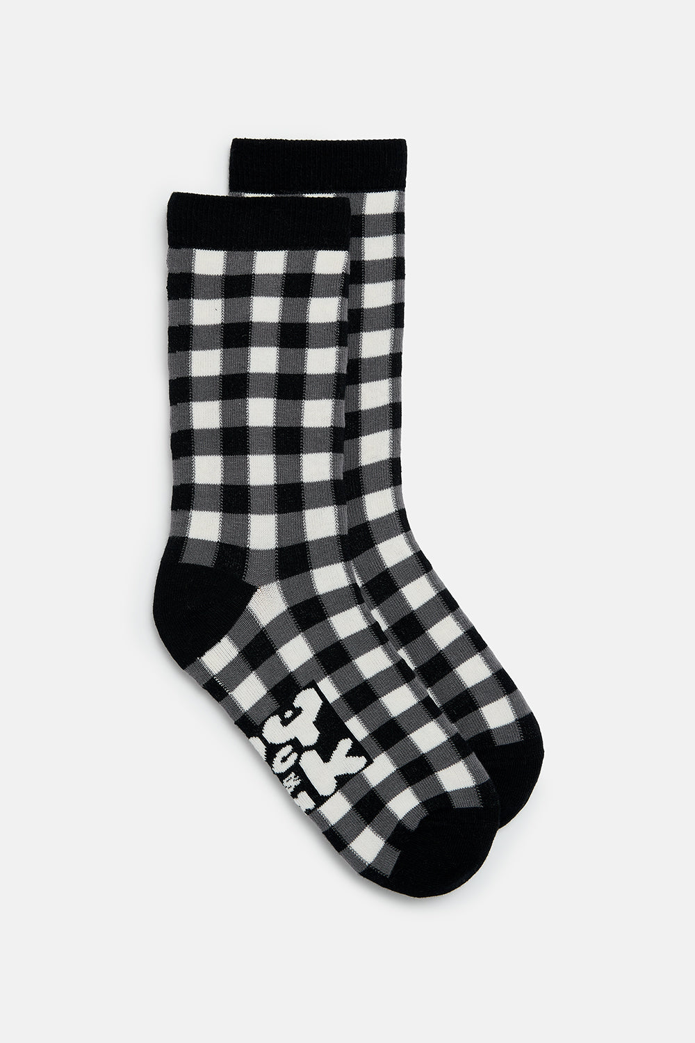 JoJo - Cotton Socks in Black & White Gingham Print