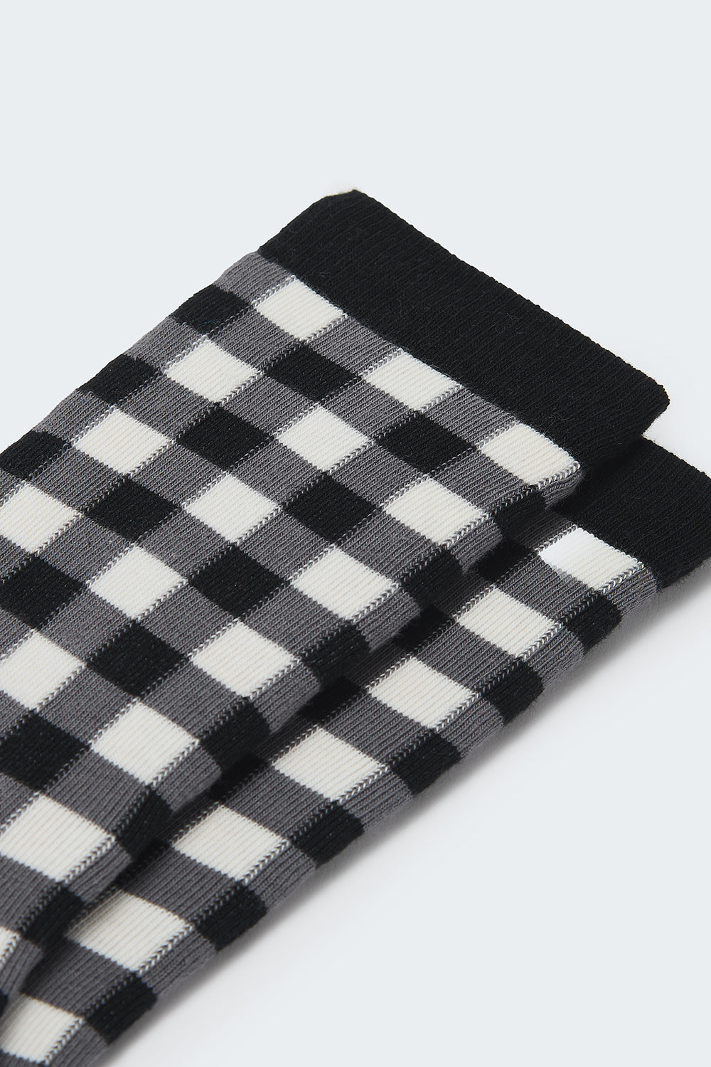 JoJo - Cotton Socks in Black & White Gingham Print
