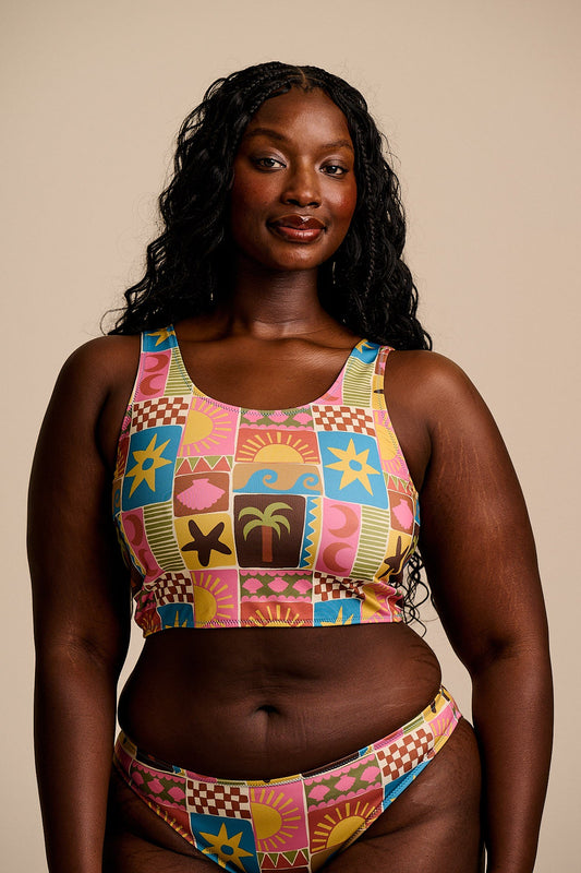 Kara - Tankini Top in Coastal Tile