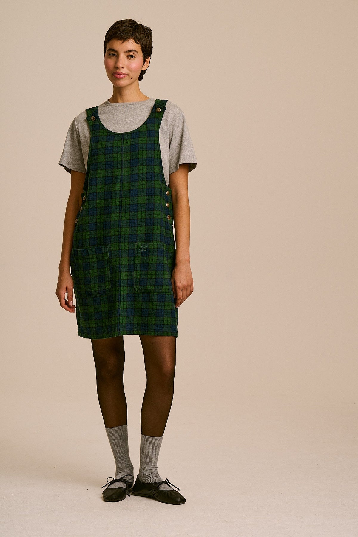 Layla - Mini Brushed Cotton Dress in Wilderness Check