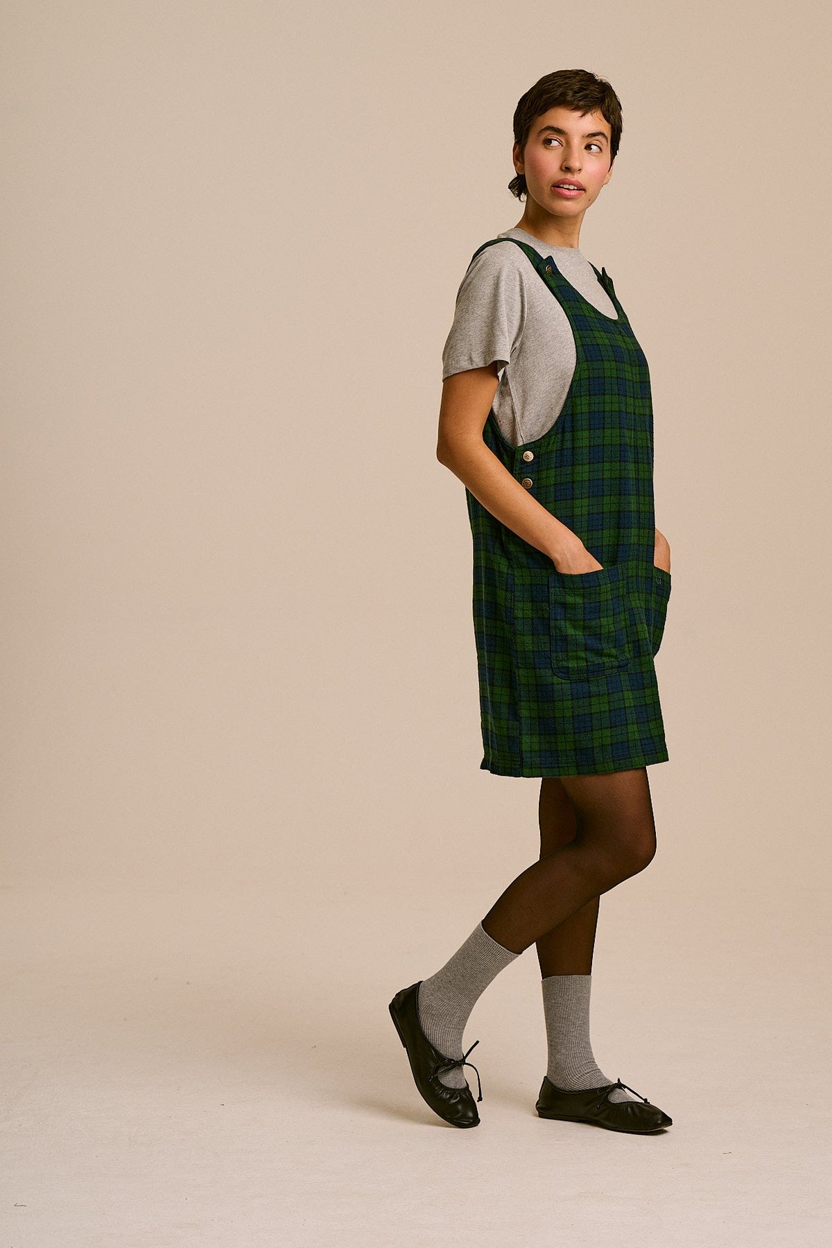 Layla - Mini Brushed Cotton Dress in Wilderness Check