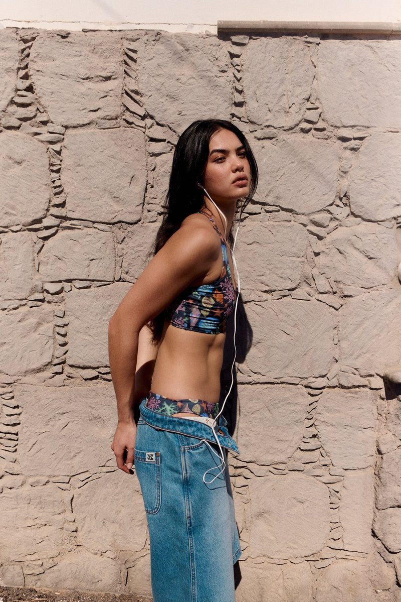 Sol - Denim Long Shorts in Vintage Wash