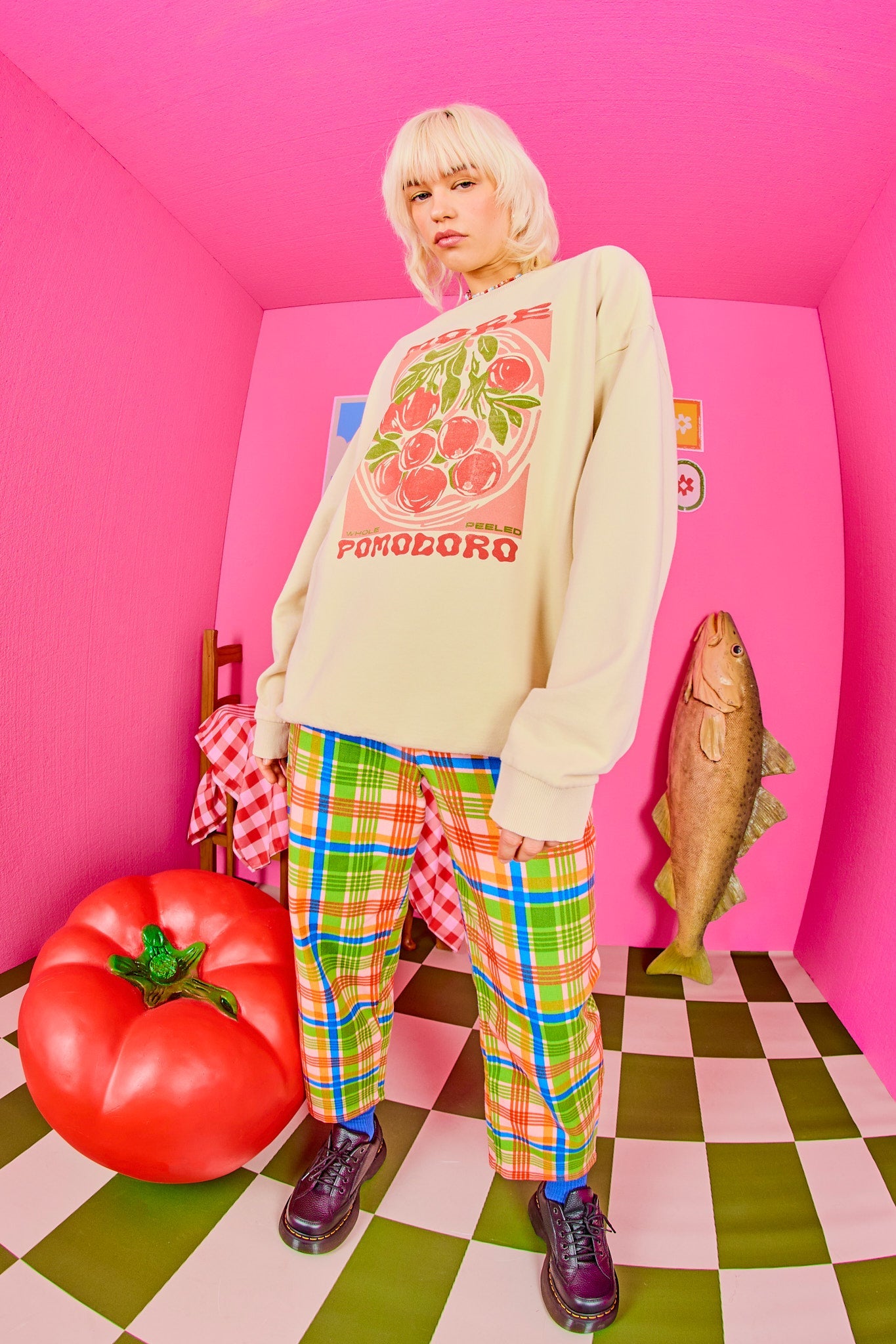 Sutton - Cotton Oversized Sweatshirt in Pomodoro