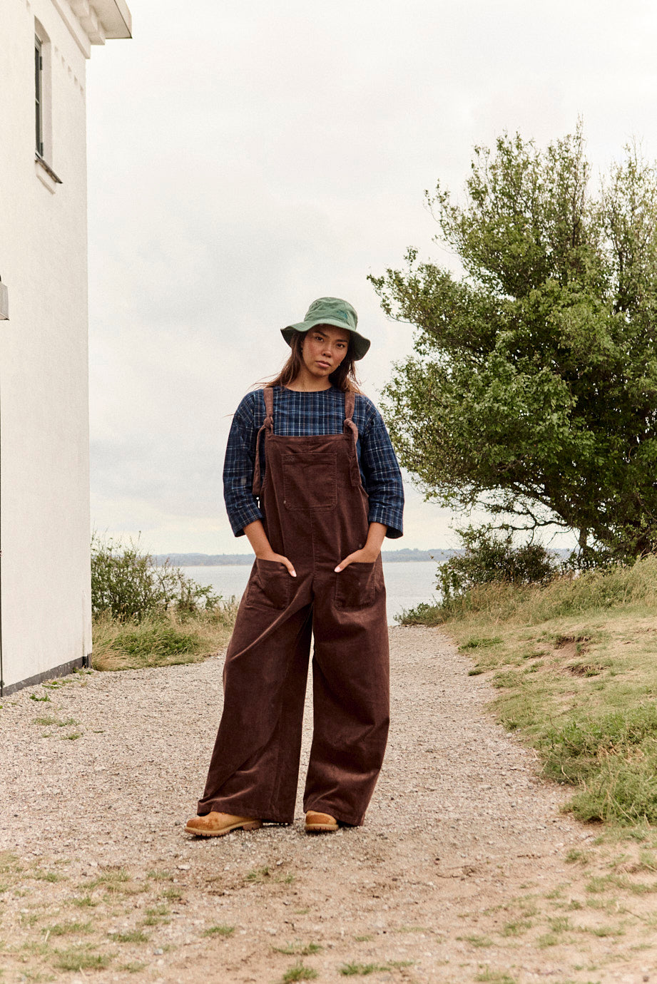 Arlo - Cord Wide Leg Overalls in Chocolate