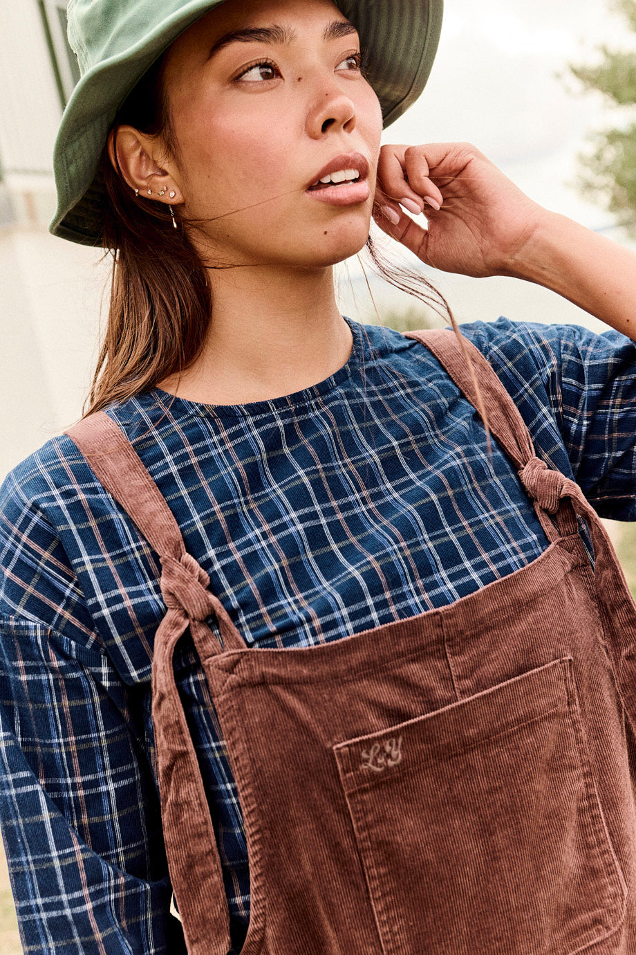 Arlo - Cord Wide Leg Overalls in Chocolate