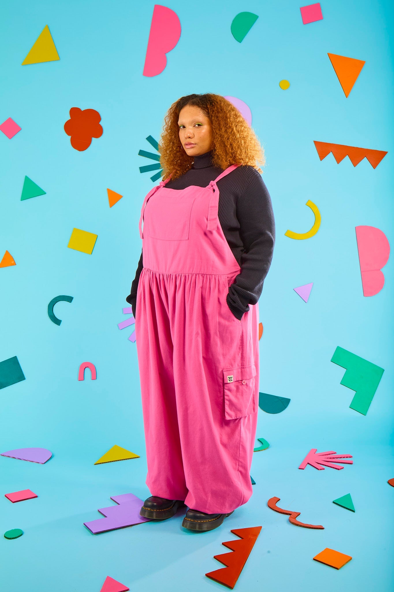 Miyada - Brushed Cotton Dungarees in Pink