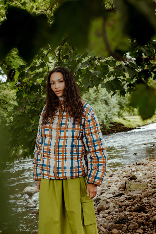 Paloma - Puffer Jacket in Brown Check