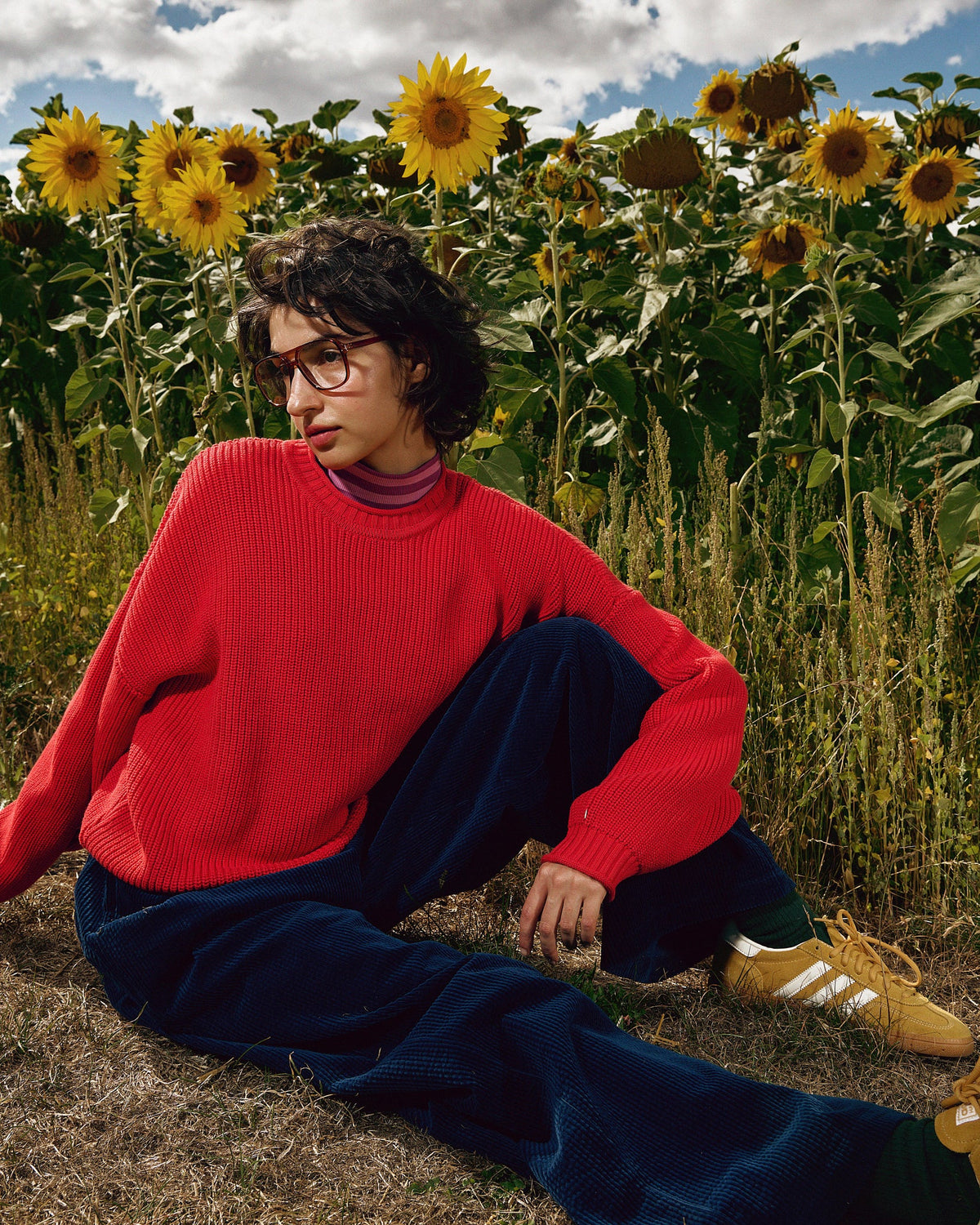Areum Oversized Jumper - Organic Cotton Knit in Red