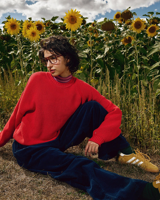 Areum Oversized Jumper - Organic Cotton Knit in Red