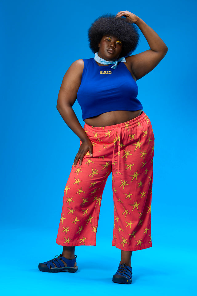 Bee Illustrates Pride 2026 - Chuck -  Wide Leg Cotton Trousers in Pink