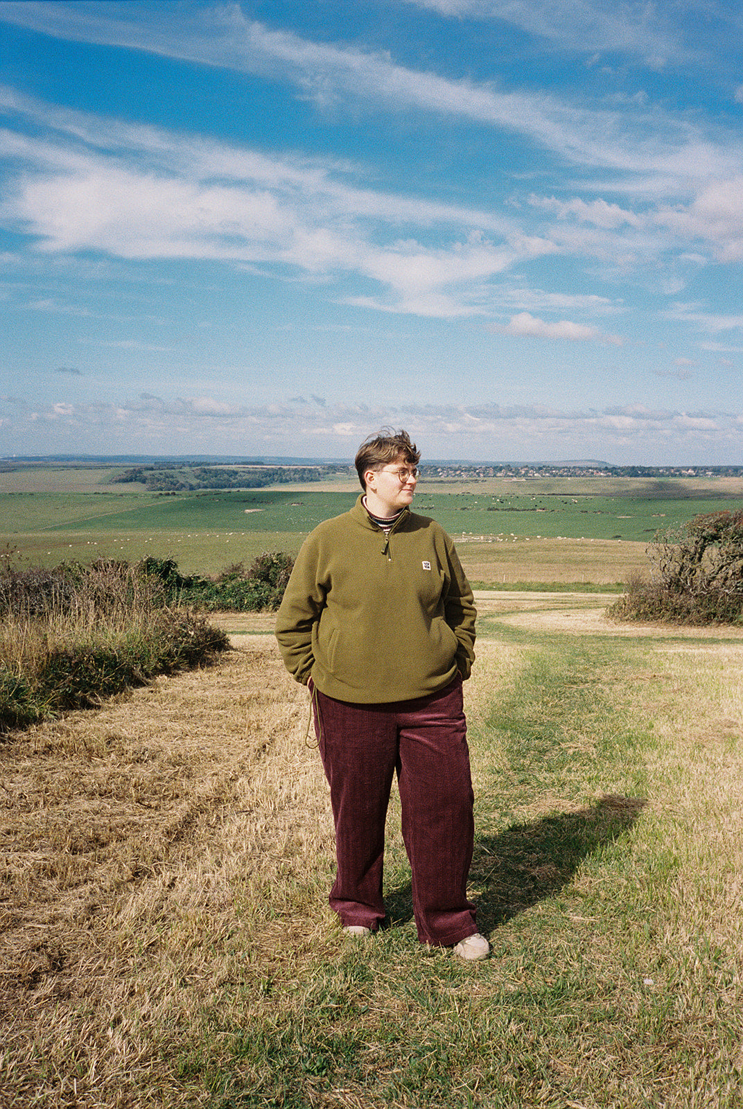 Norris - Wide Leg Corduroy Trousers in Wine Red