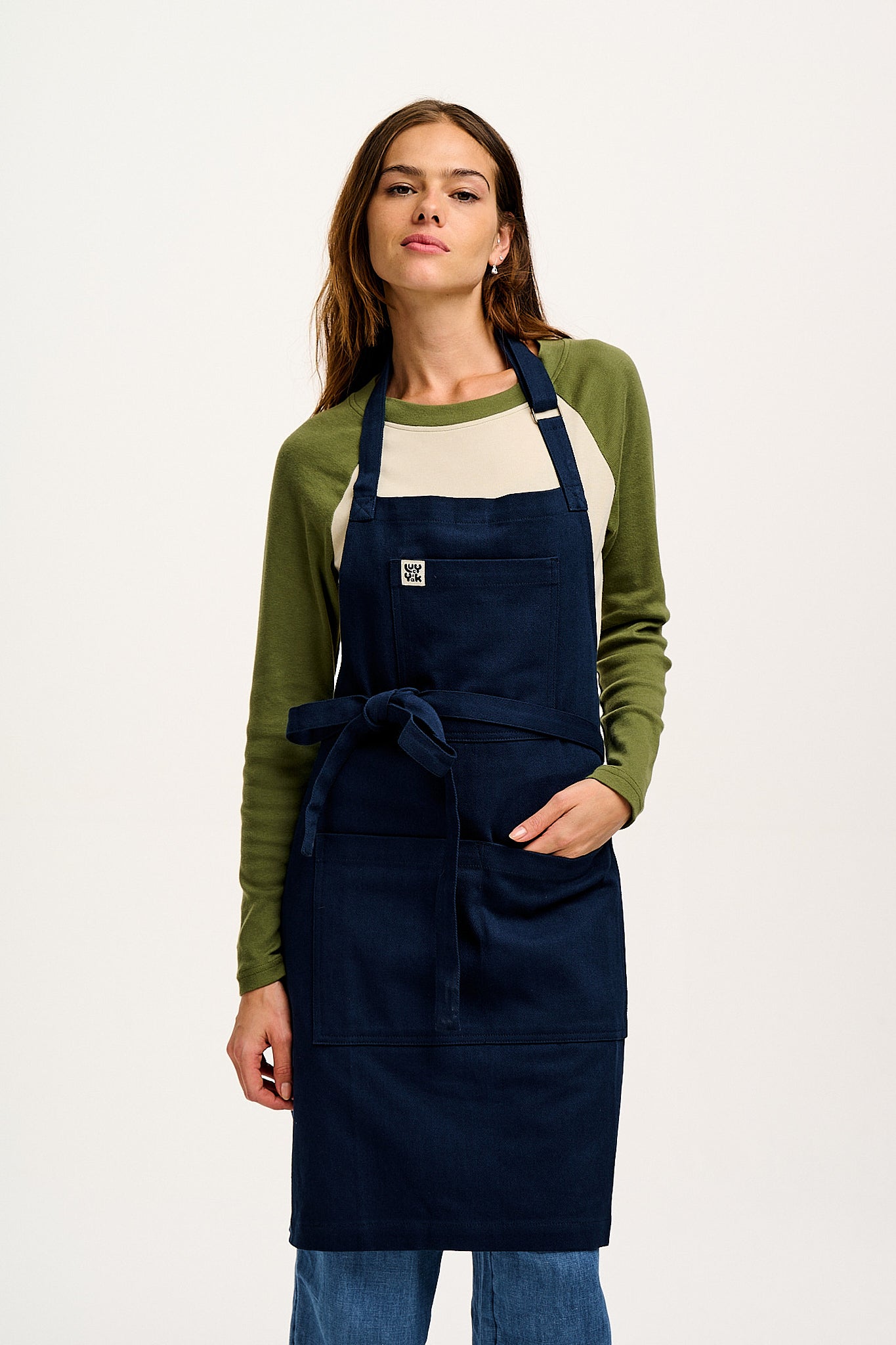 Ada - Heavyweight Cotton Apron in Navy Blue