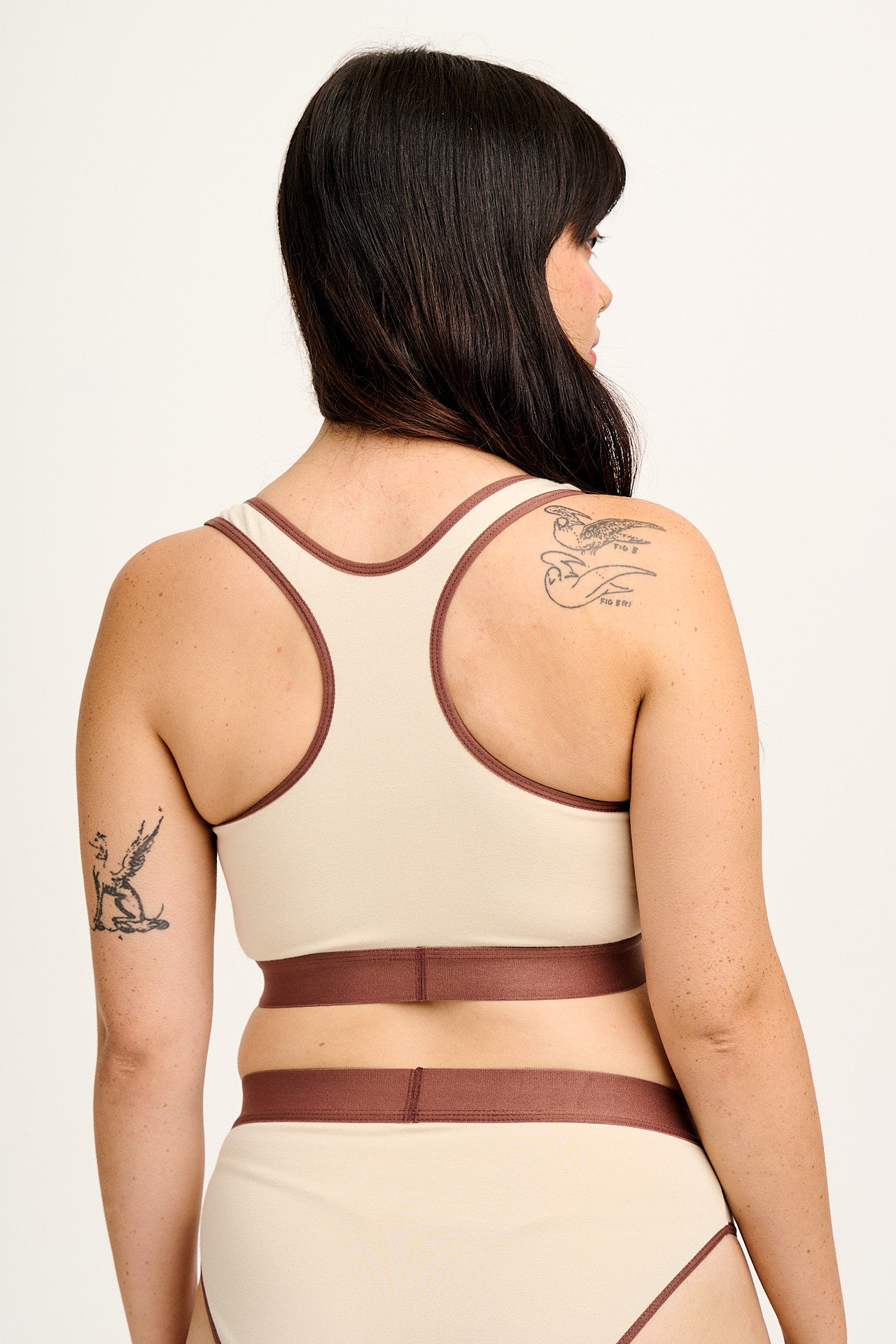 Iona - Cotton & Bamboo Racer Back Crop Top in Ecru