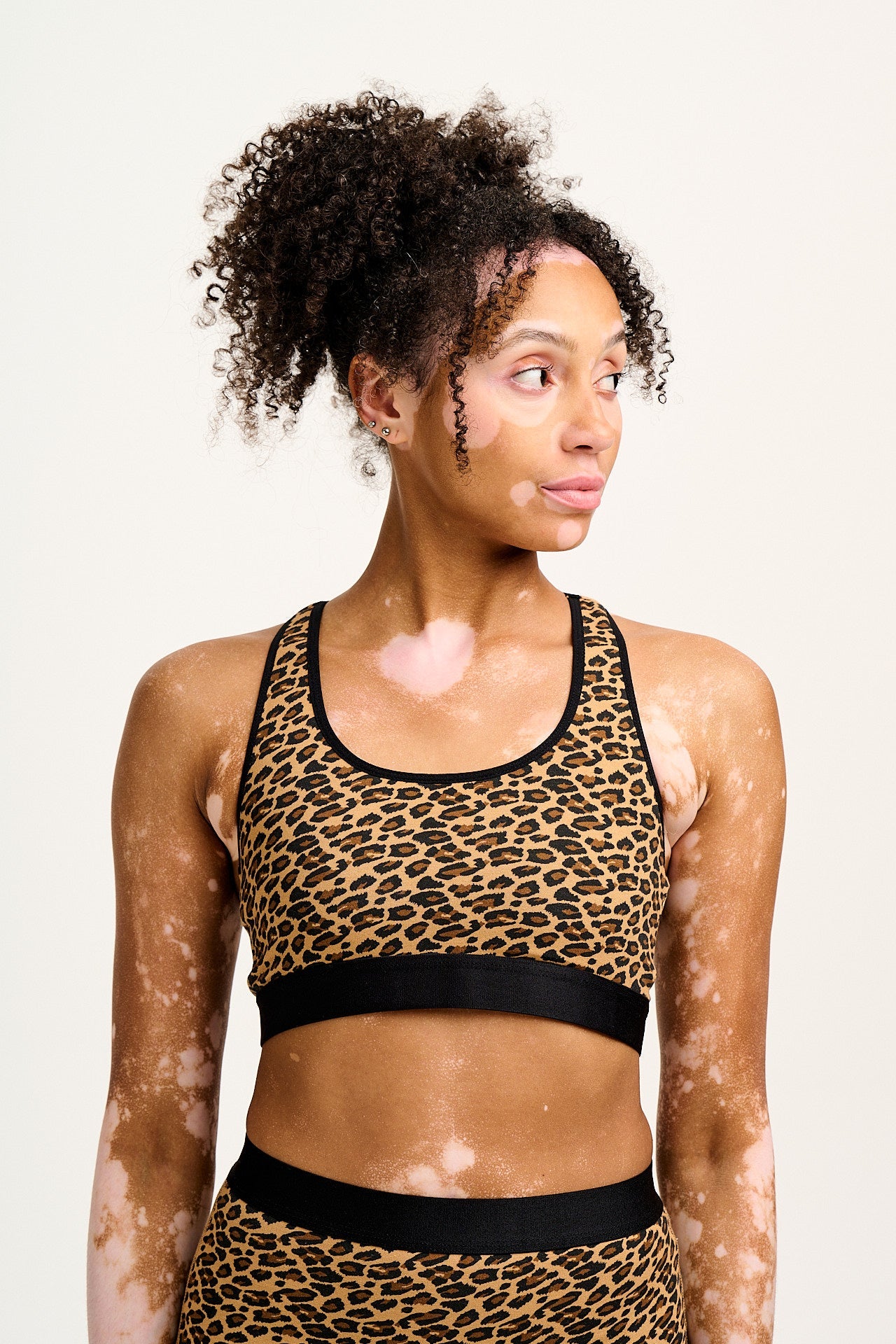 Iona - Cotton & Bamboo Racer Back Crop Top in Leopard Print