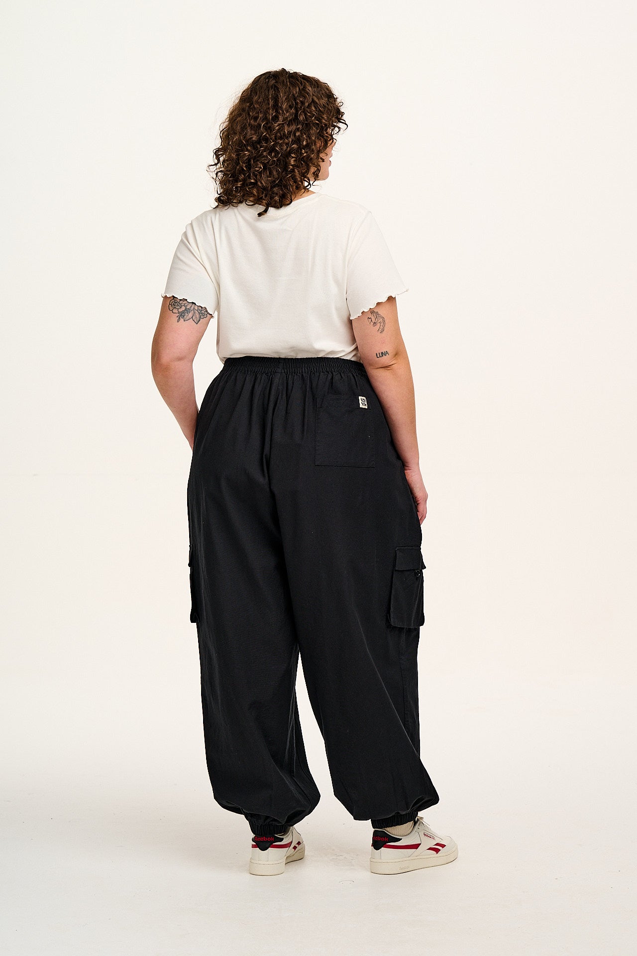 Rumi - Wide Leg Cotton & Linen Trousers in Black