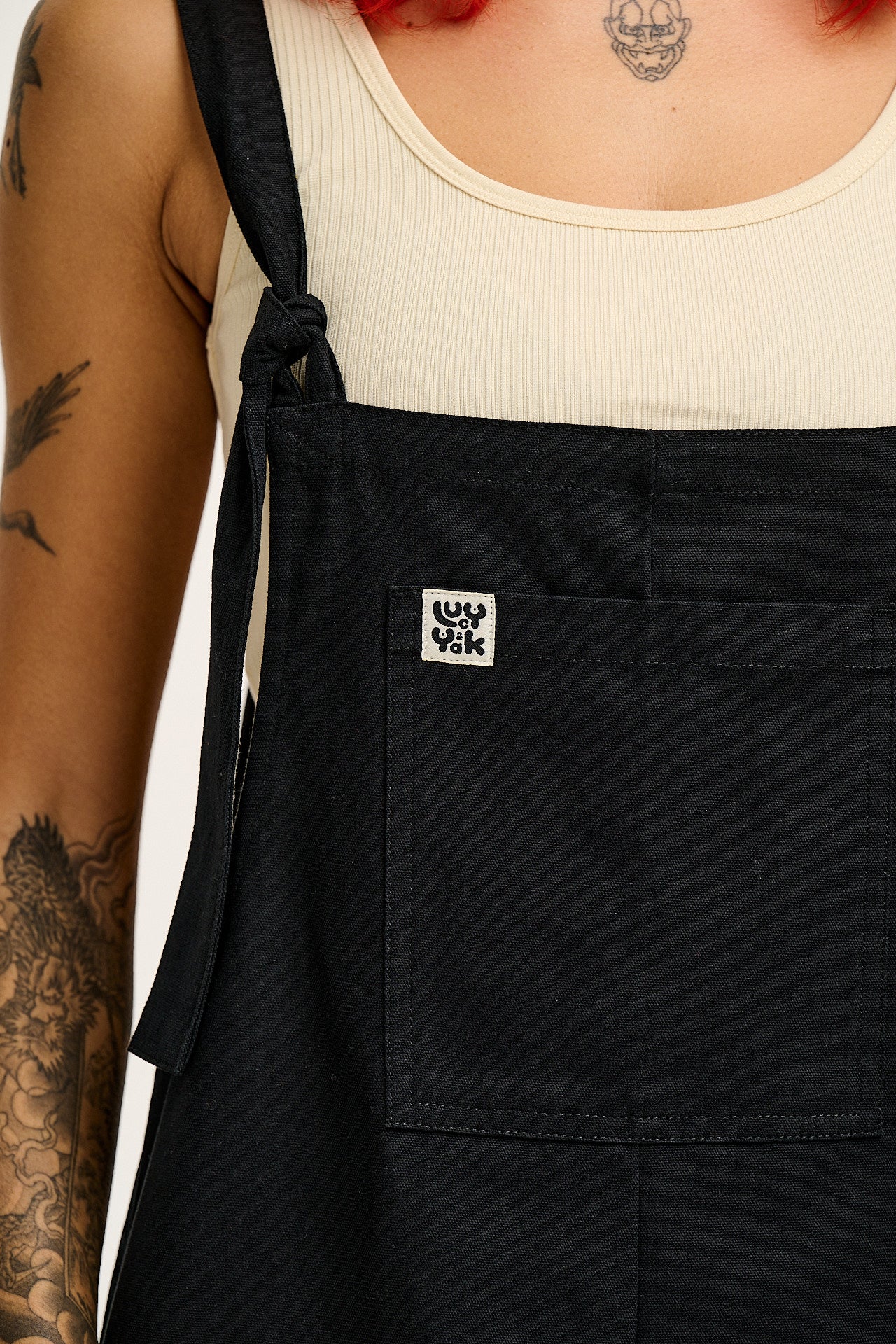 Original - Cotton Dungaree Shorts in Black