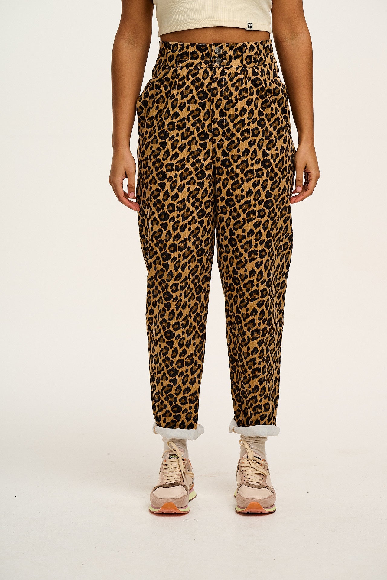 Addison - Cotton Jeans in Leopard Print