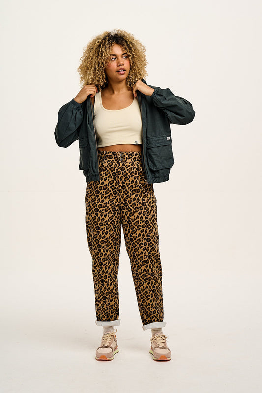 Addison - Cotton Jeans in Leopard Print