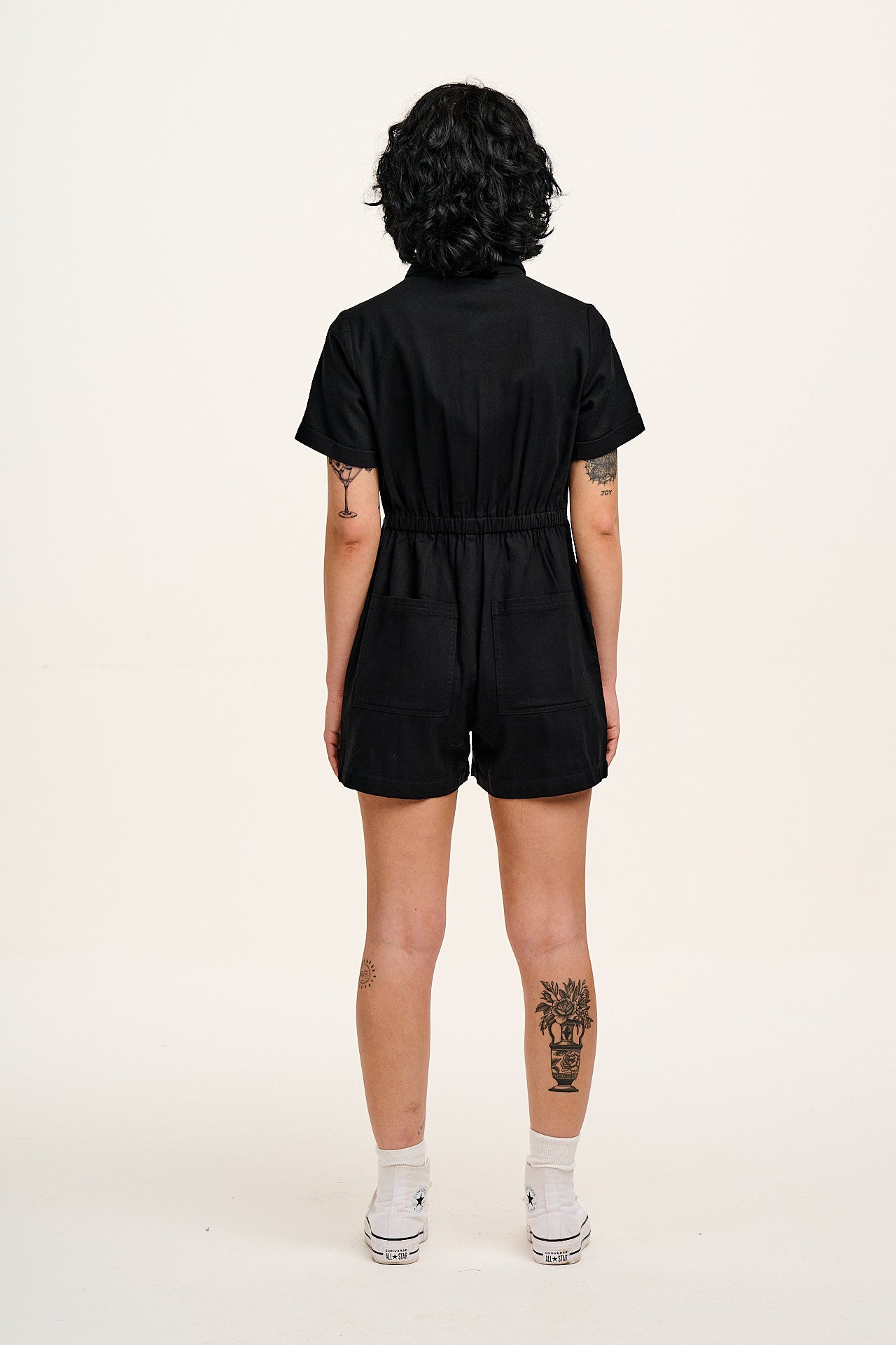 Riley - Cotton Playsuit in Black