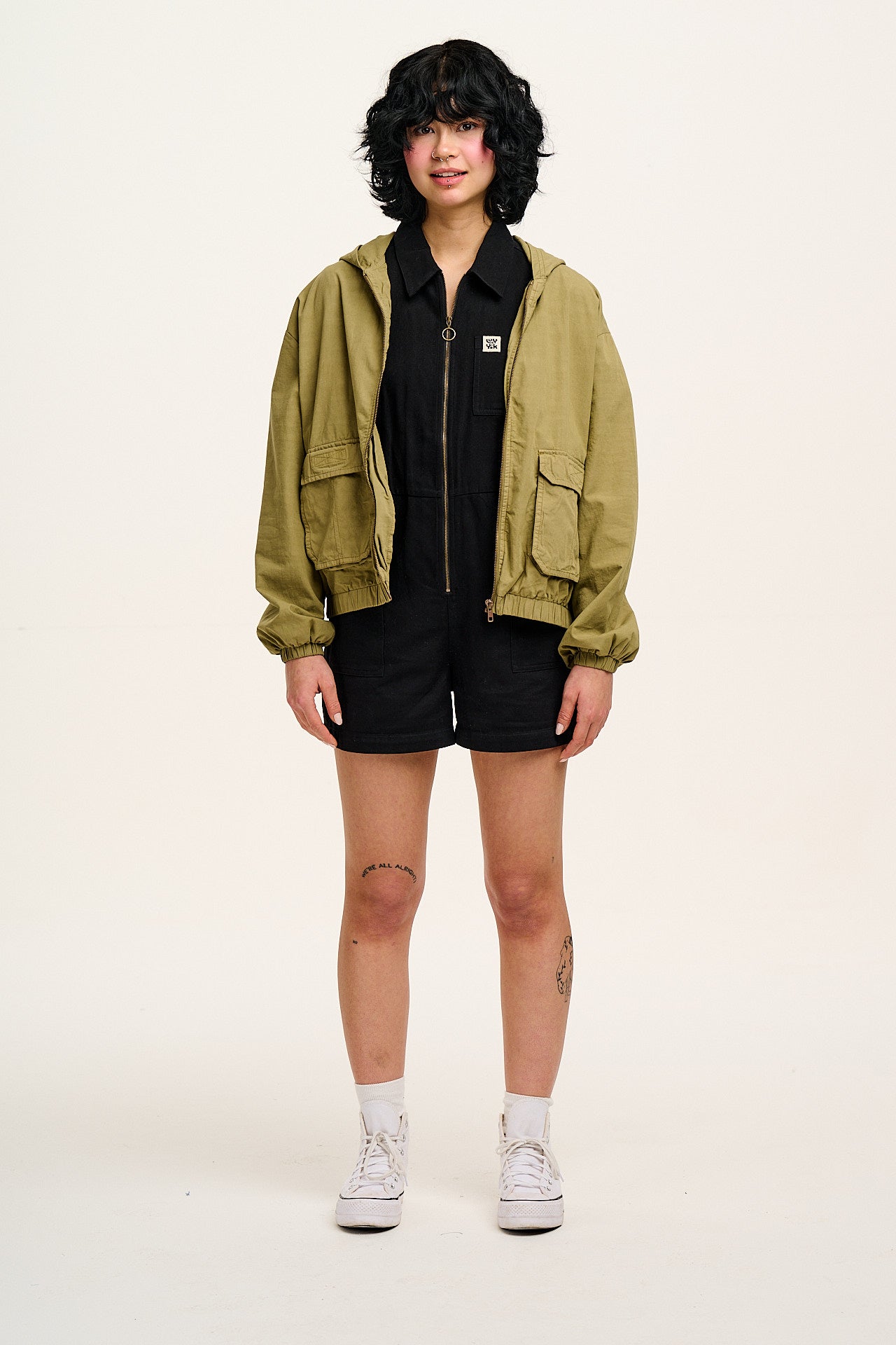 Riley - Cotton Playsuit in Black