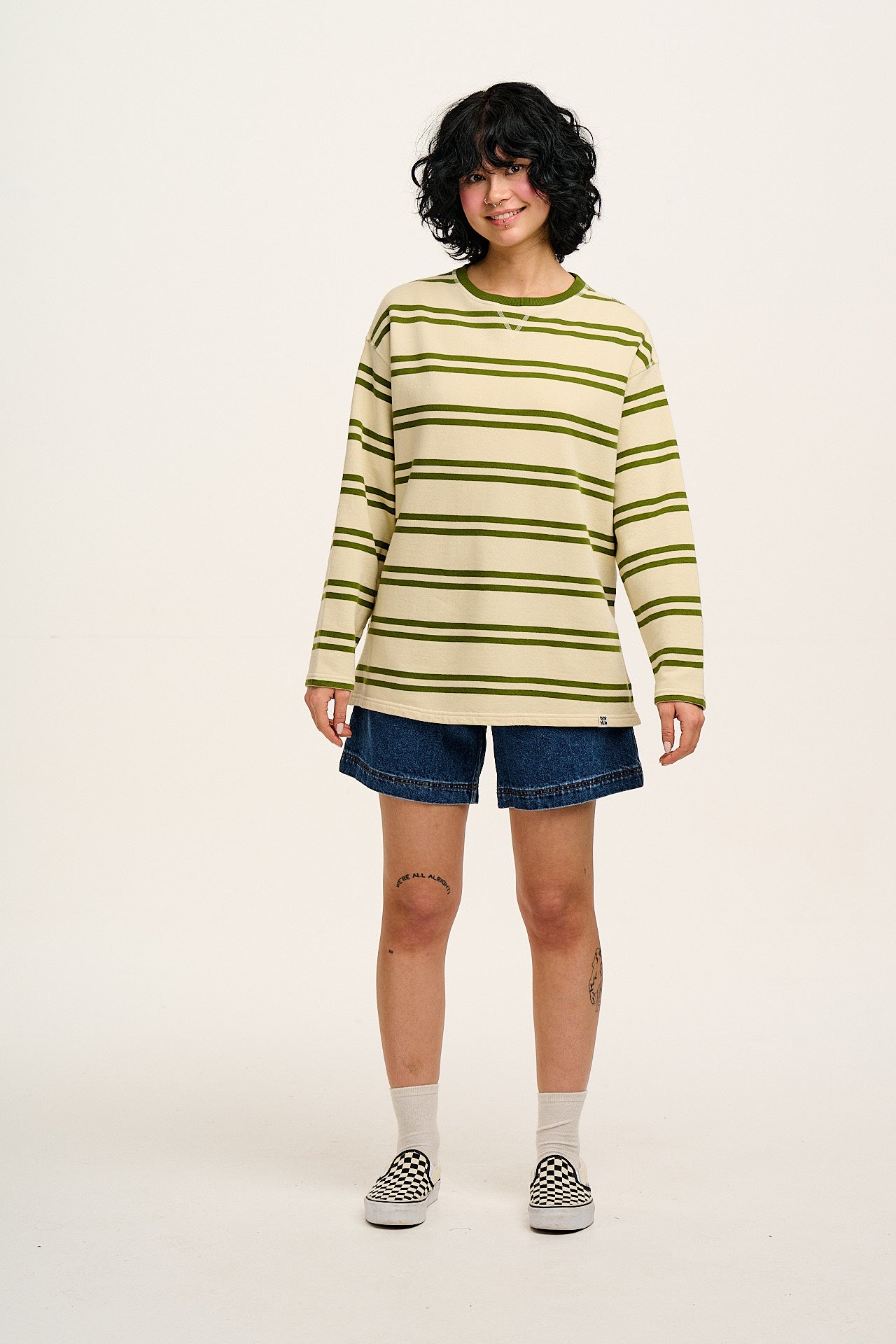 Lexi - High Waist Denim Shorts in Mid Wash Blue