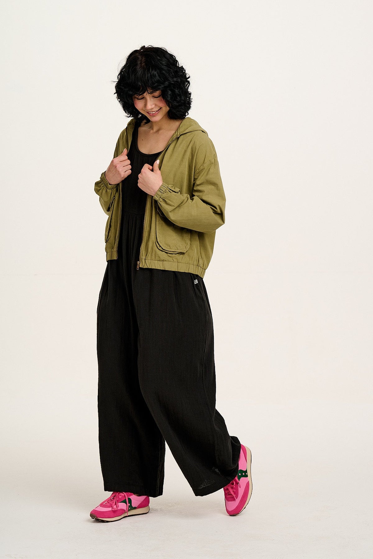 Bellamy - Wide Leg Cotton Jumpsuit in Black