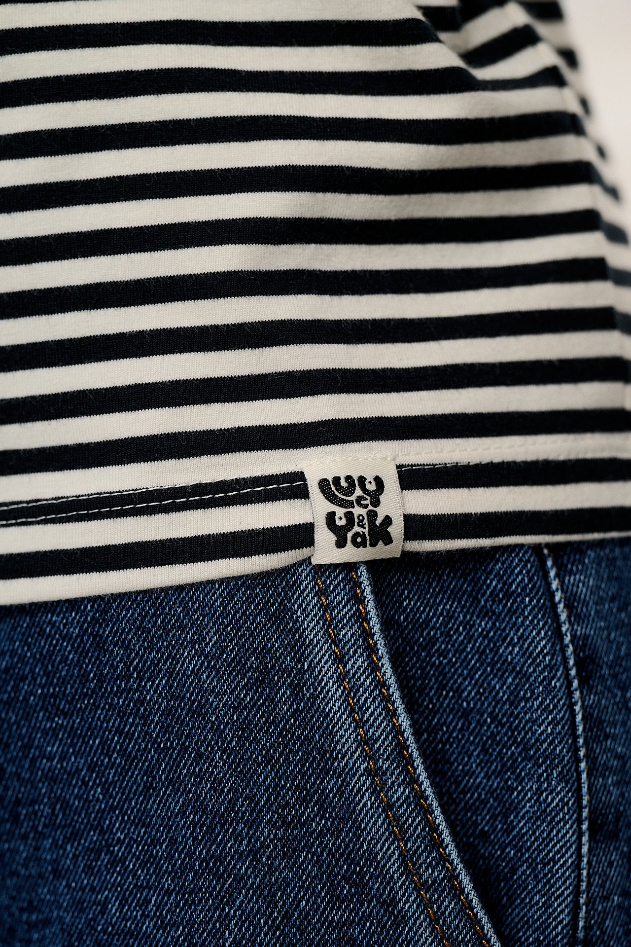 Rey - Long Sleeve Cotton Top in Black & White Stripe