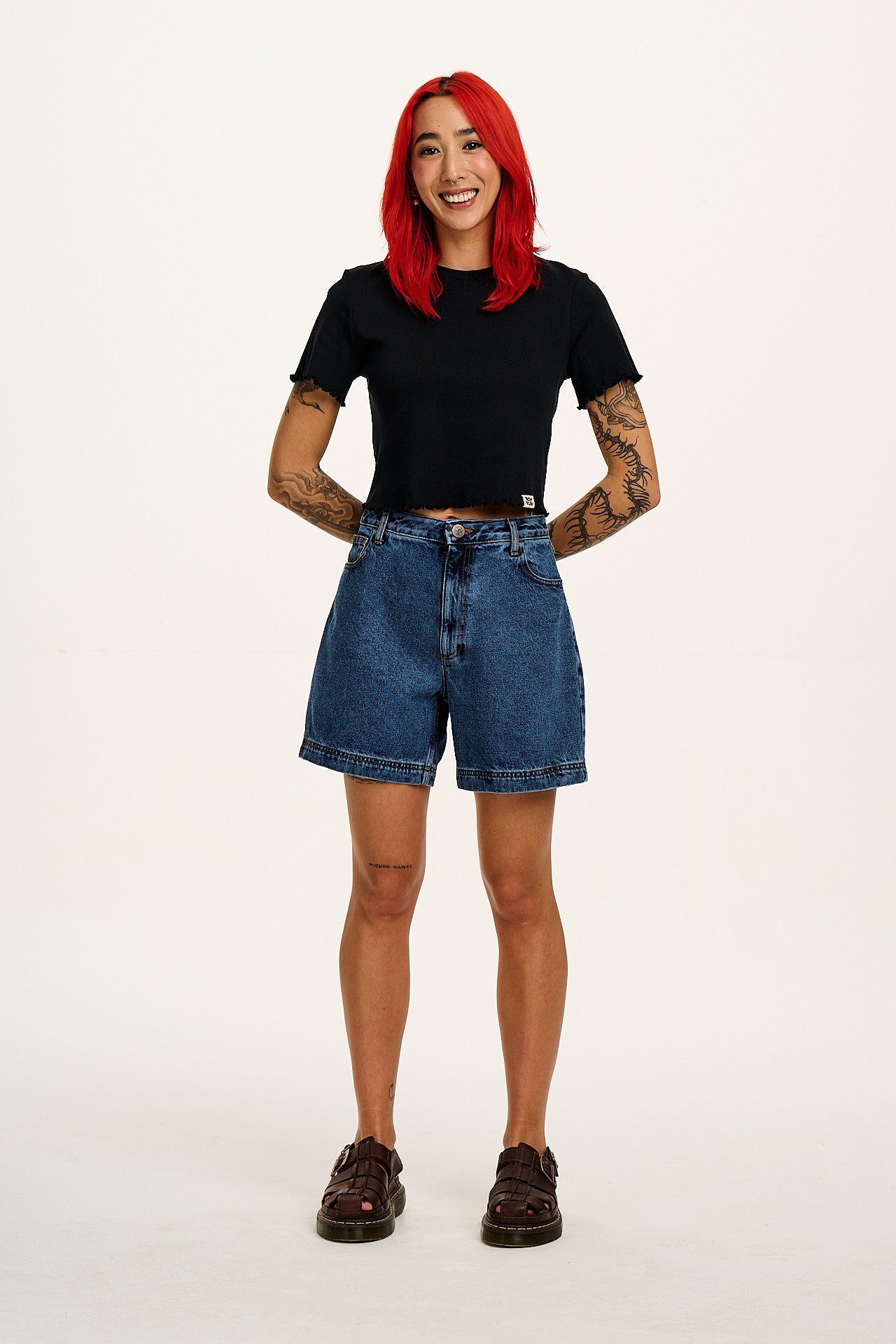 Greta - Cropped Cotton Top in Black