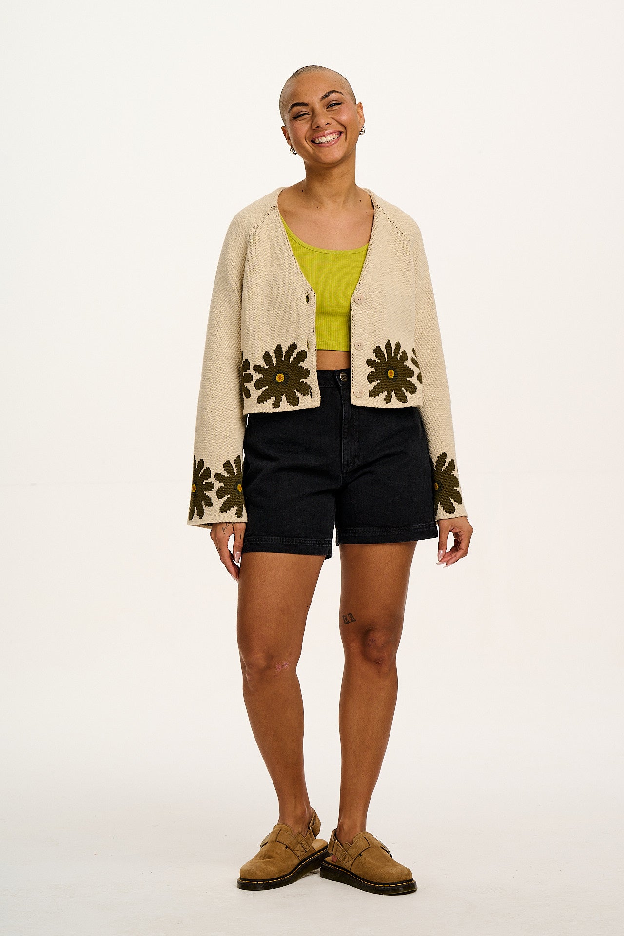 Lexi - High Waist Denim Shorts in Washed Black