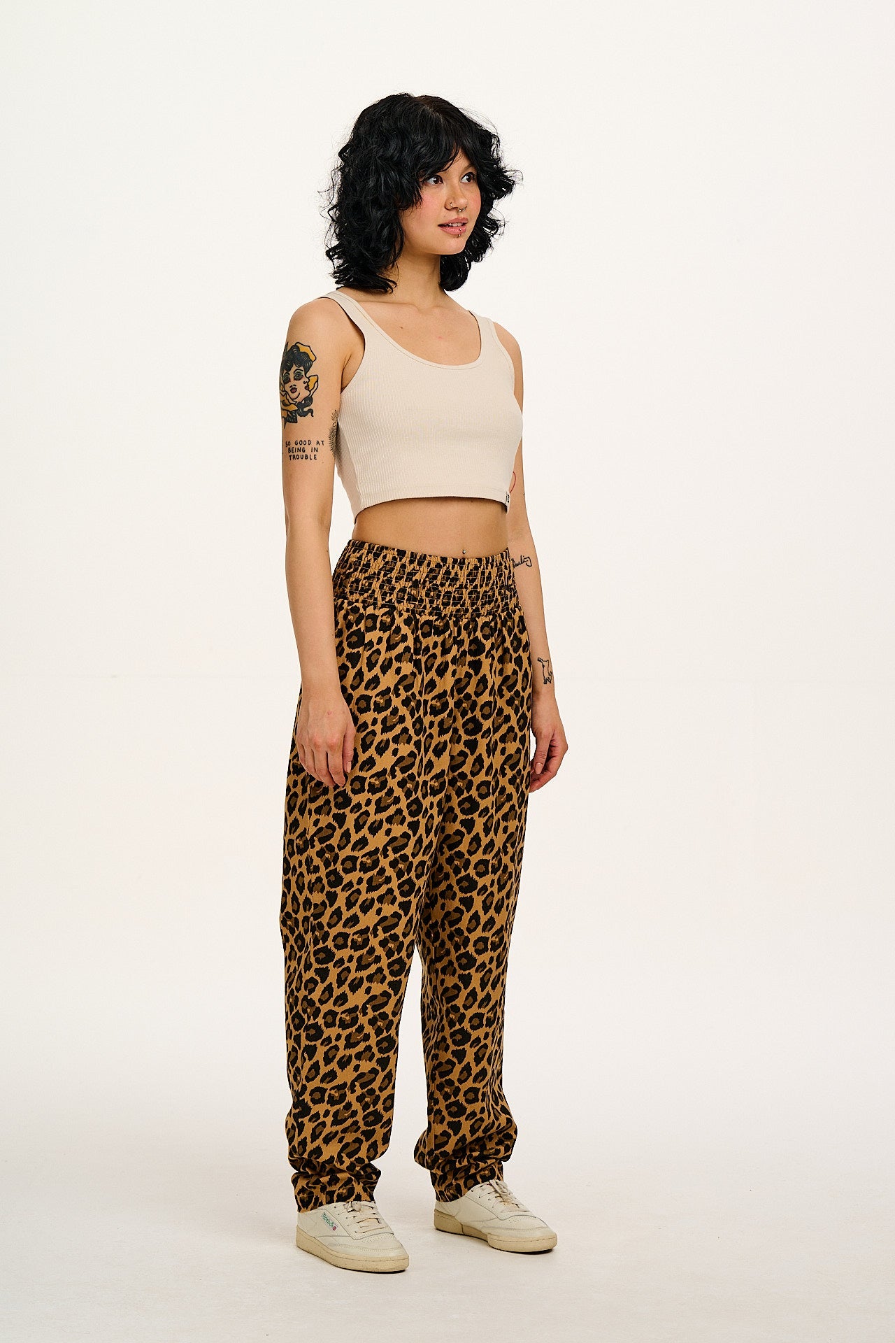 Alexa - Cotton Trousers in Leopard Print
