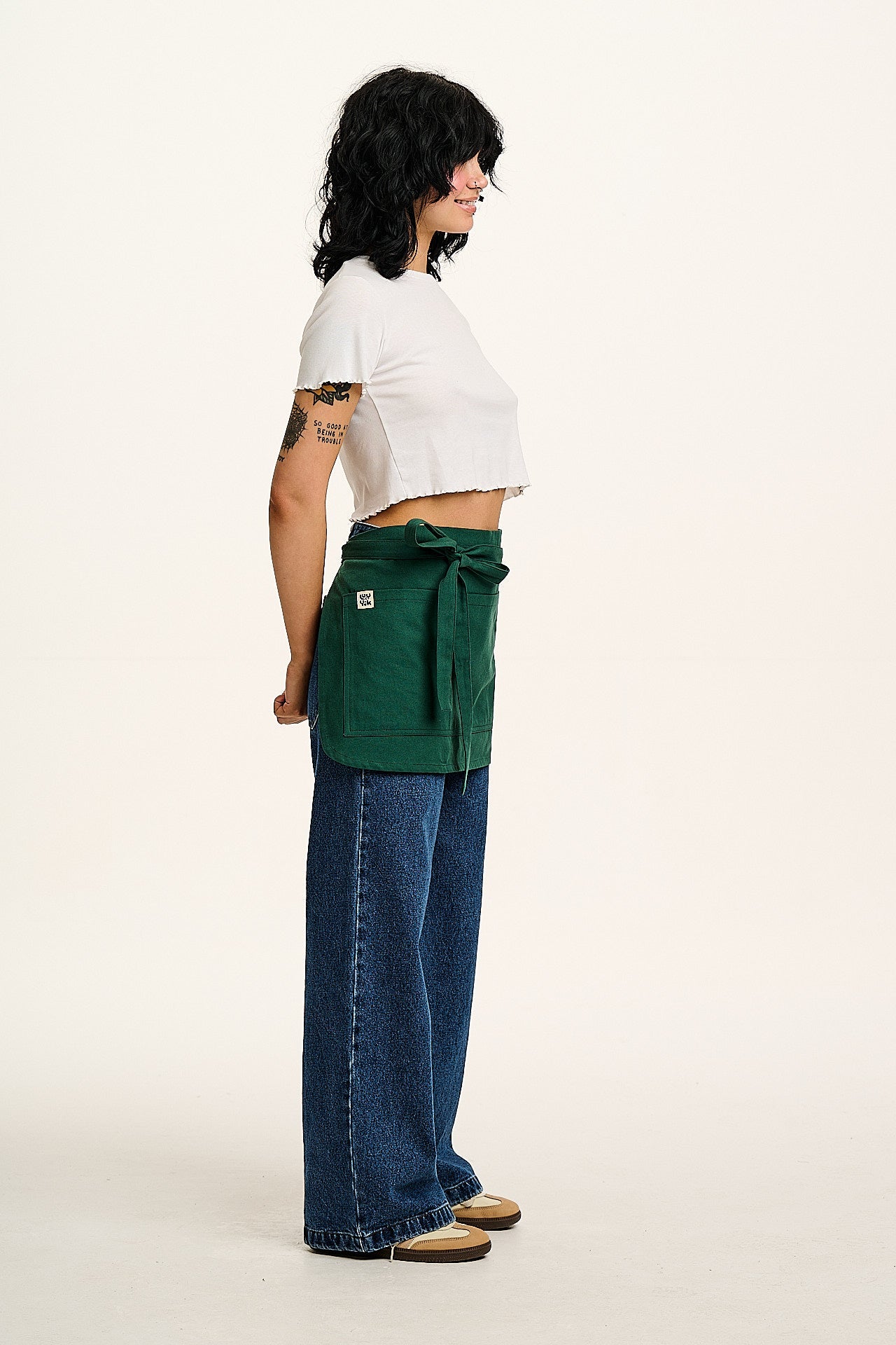 Millau - Midweight Cotton Waist Apron in Posy Green