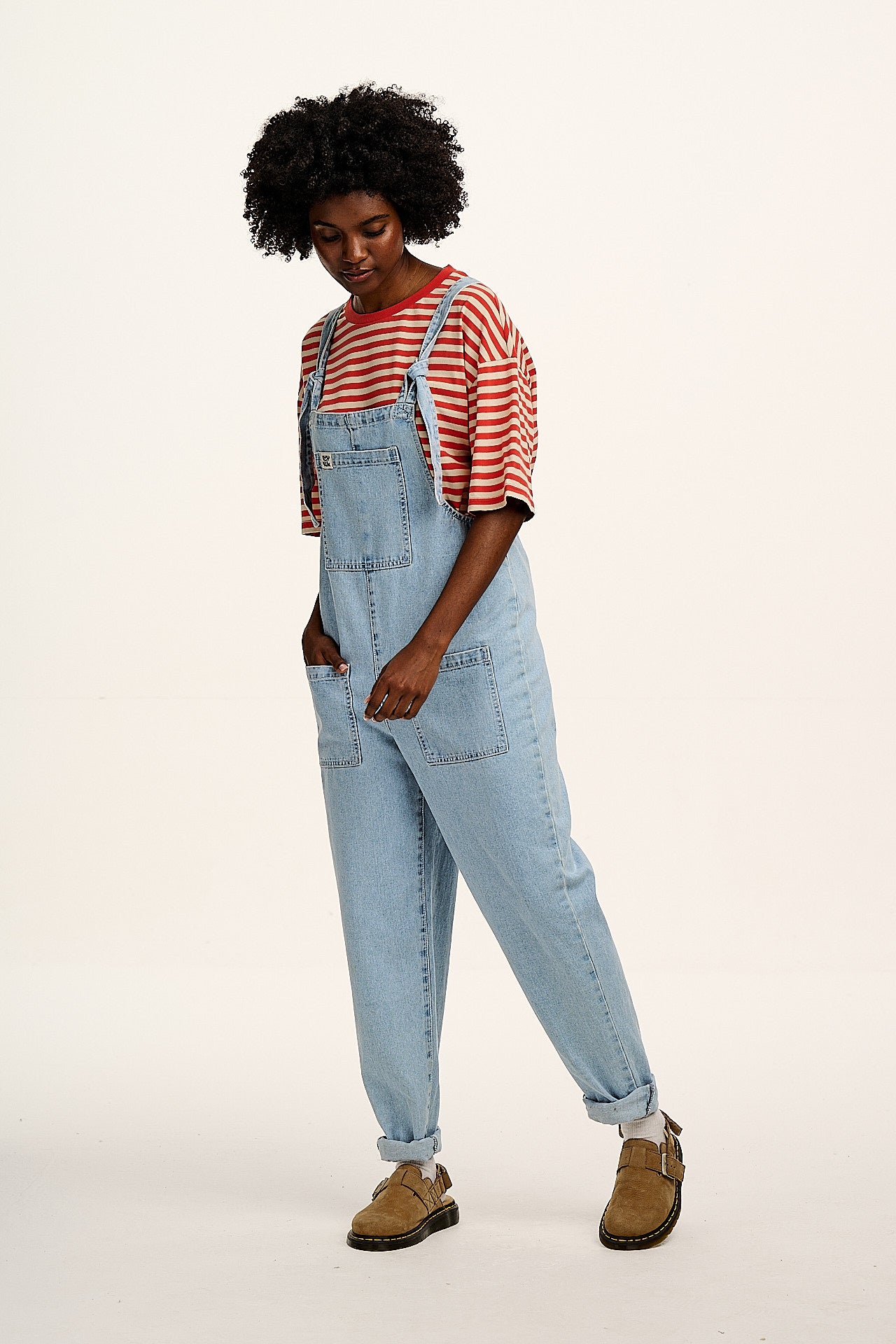 Original - Denim Dungarees in Light Wash Blue