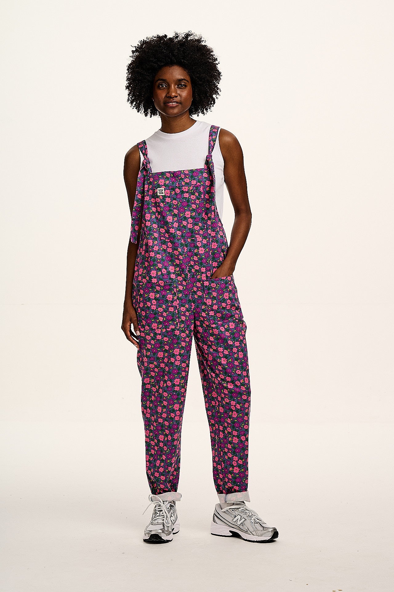 Original - Cotton Dungarees in Purple Ditsy Floral Print