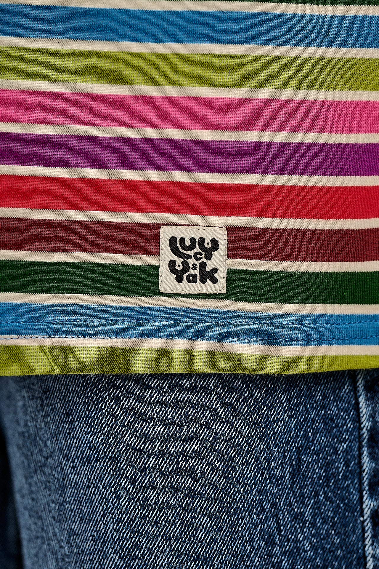 Benny - Oversized Cotton Tee in Rainbow Stripe