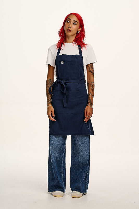 Ada - Midweight Cotton Apron in Navy Blue