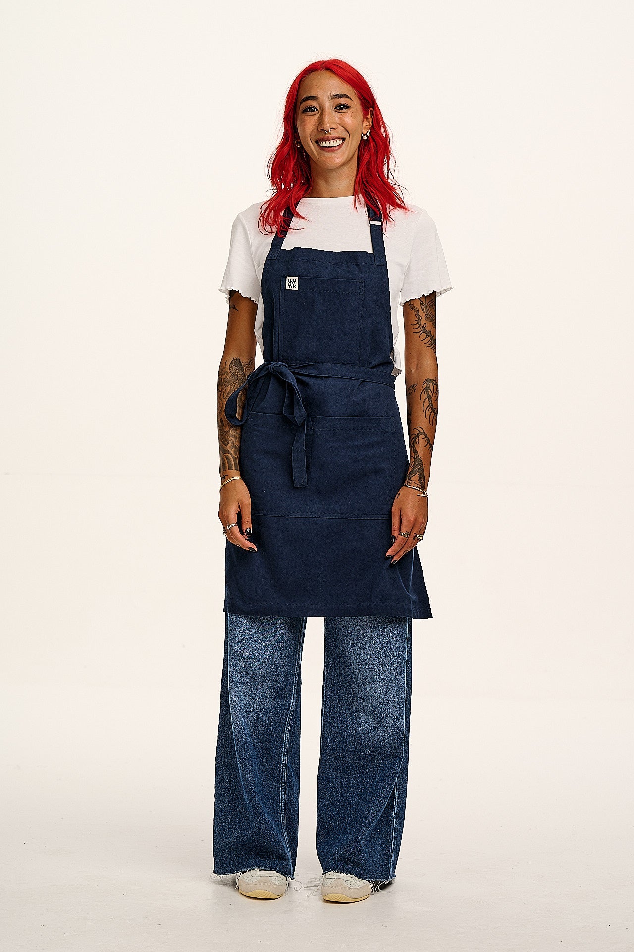 Ada - Midweight Cotton Apron in Navy Blue