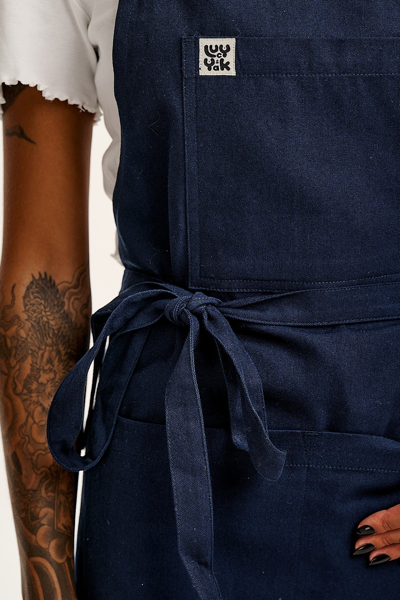Ada - Midweight Cotton Apron in Navy Blue