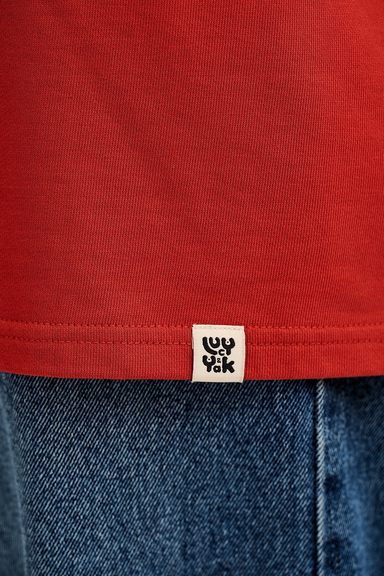 Kai - Midweight Cotton Crew Neck Sweatshirt in Red Apples Motif