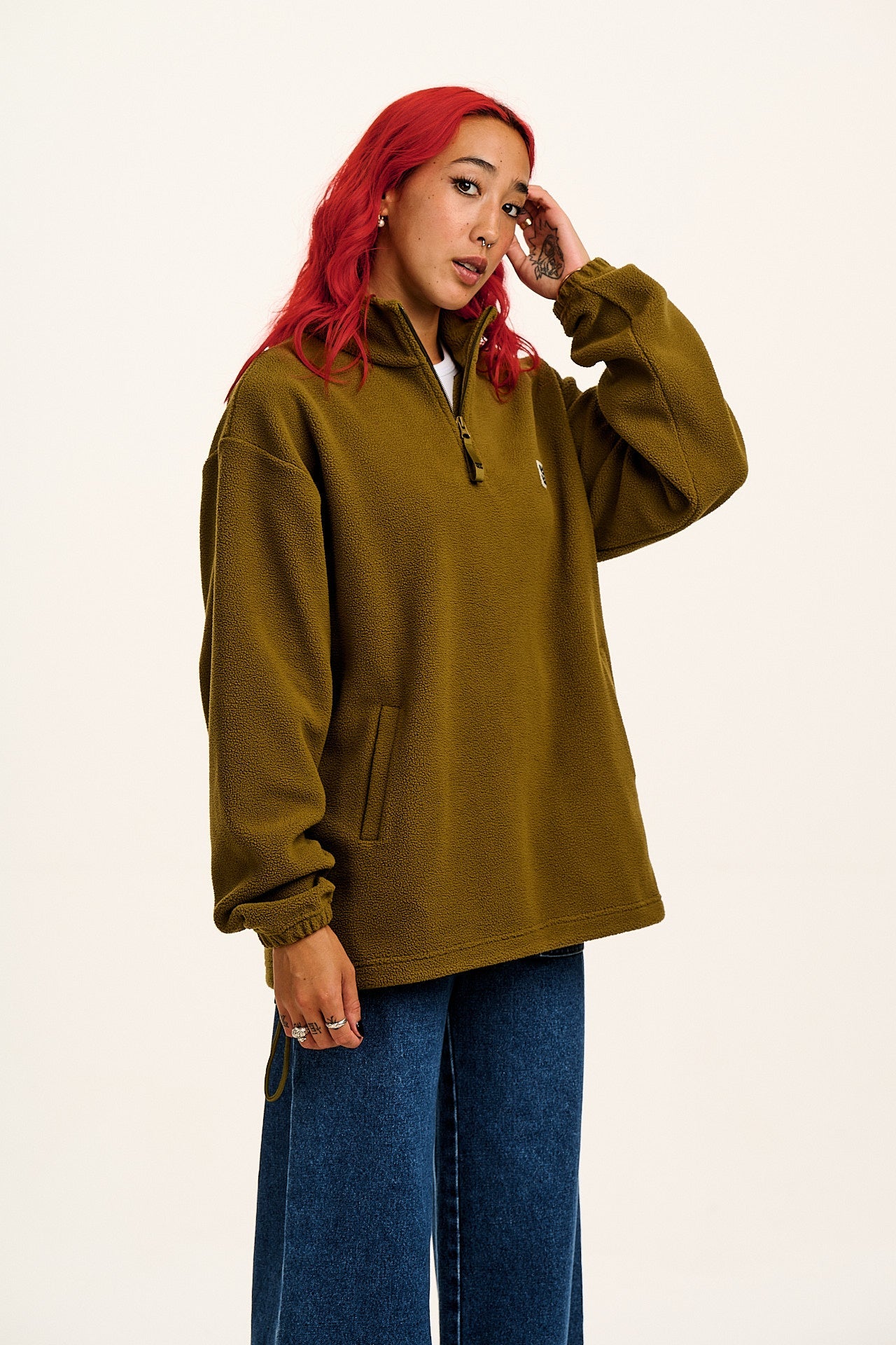 Stevie - Polar Fleece in Khaki Green