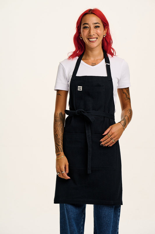 Ada - Heavyweight Cotton Apron in Black