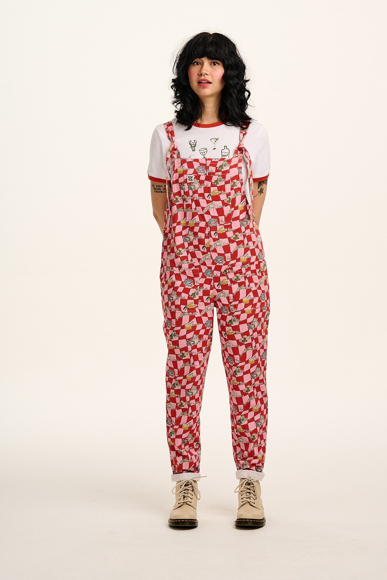 Original - Cotton Dungarees in Pink & Red Sorrento Print