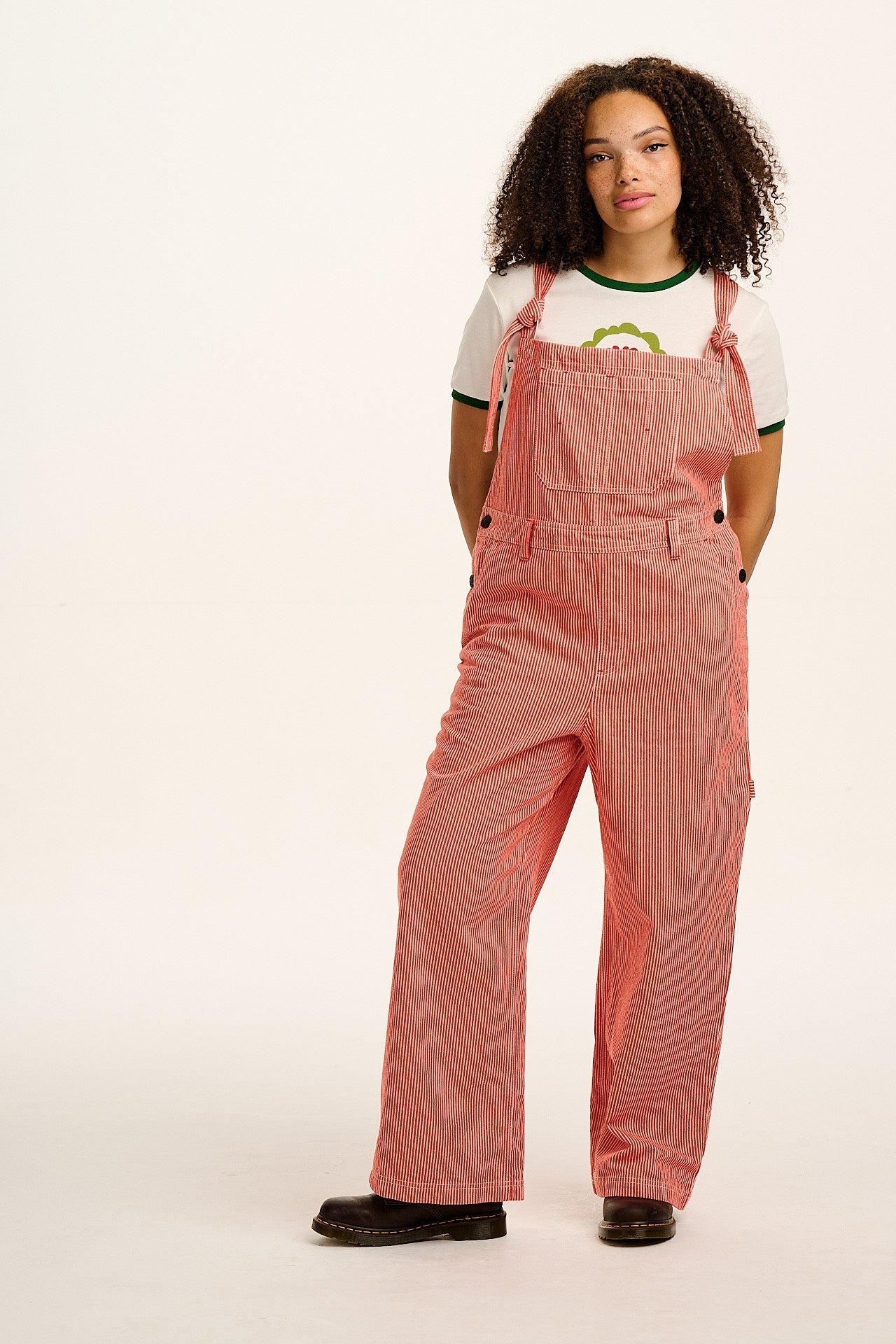 Mullen - Cotton Dungarees in Red Hickory Stripe